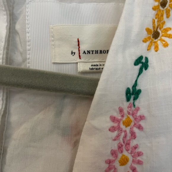 Anthropologie Deep V Floral Embroidered Cut Out Mini Dress size L - Picture 7 of 10